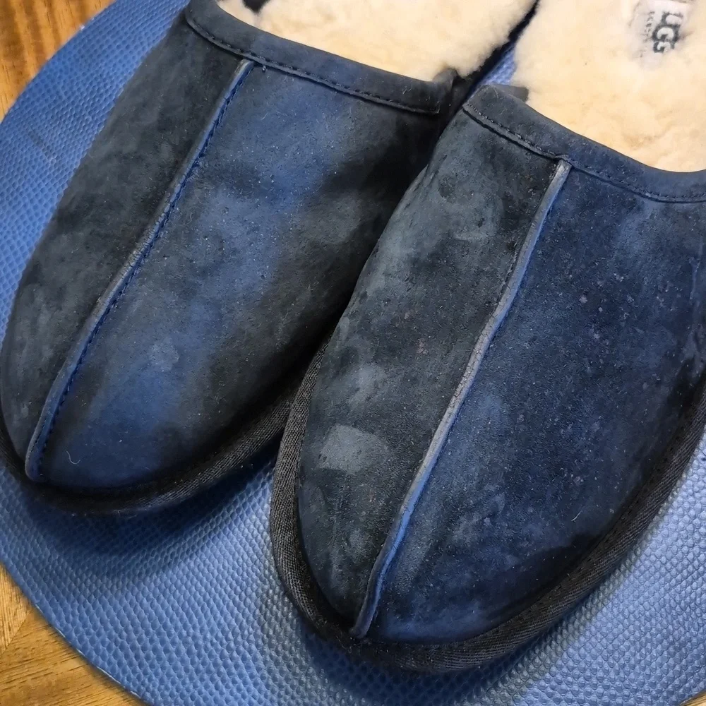 UGG Scuff Men's Suede Slippers Sherpa Lined. Sz. 13 (#1387S) Some Wear And Marks